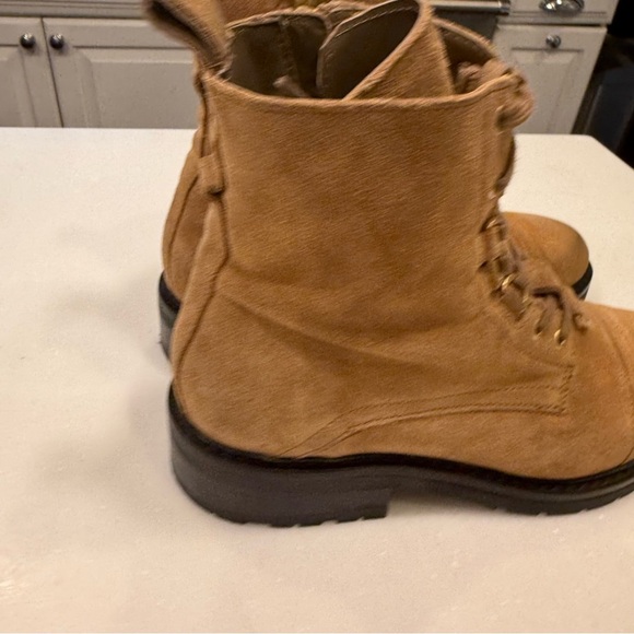 All Saints Women Donita Tan Suede Lace-up Zip Ankle Combat boots US 7.5 EUR 38 - Picture 3 of 9